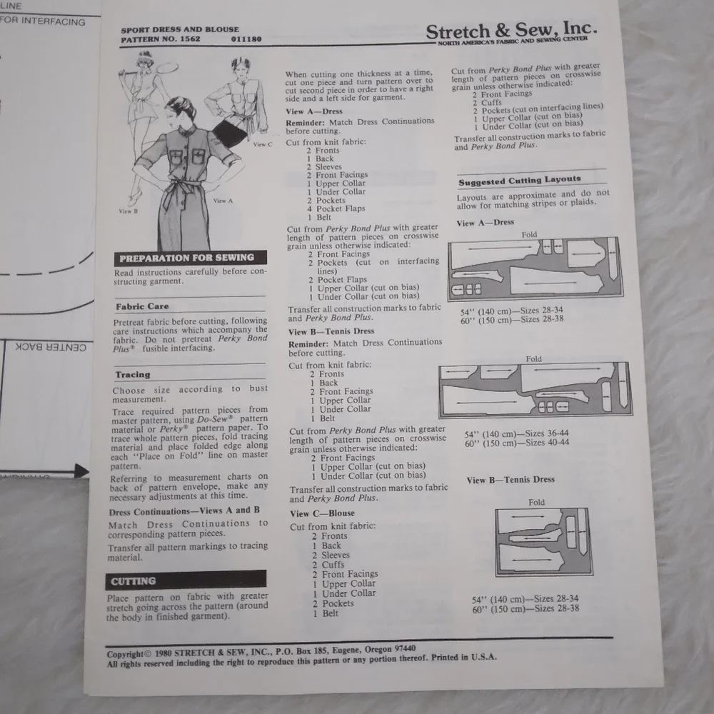 STRETCH & SEW 1562 Bust 28-44 Sport Dress and Blouse